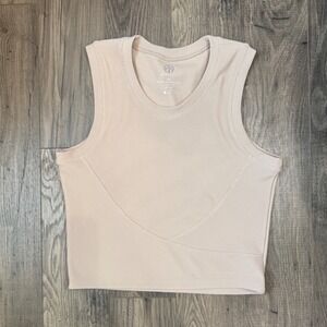 MoveTheory Ribbed Cropped Tank Top Athletic Athleisure Beige XL